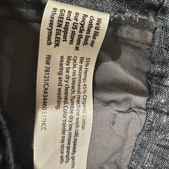Eileen Fisher Hemp Organic Cotton Pants Womens M Blue Tapered Slit Hem Casual - Picture 7 of 7